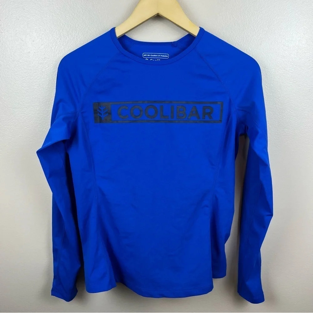 Coolibar Logo Rash Guard Size Small Swim Surf Beach Long Sleeve Upf 50 Blue